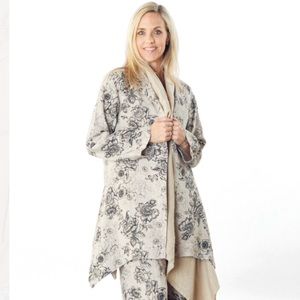 Bryn WALKER 100% floral blue linen Benedict jacket